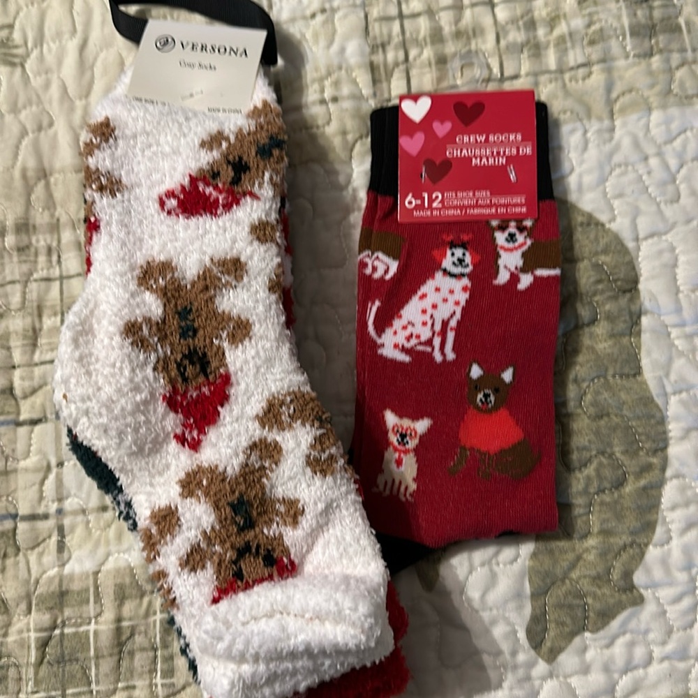 Crew socks. Christmas and Valentines